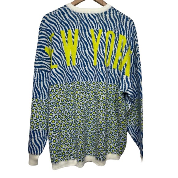 SPIRIT JERSEY | NWT Crew Neck Neon Leopard Print New York Sweater | Size XS & S - Picture 8 of 13